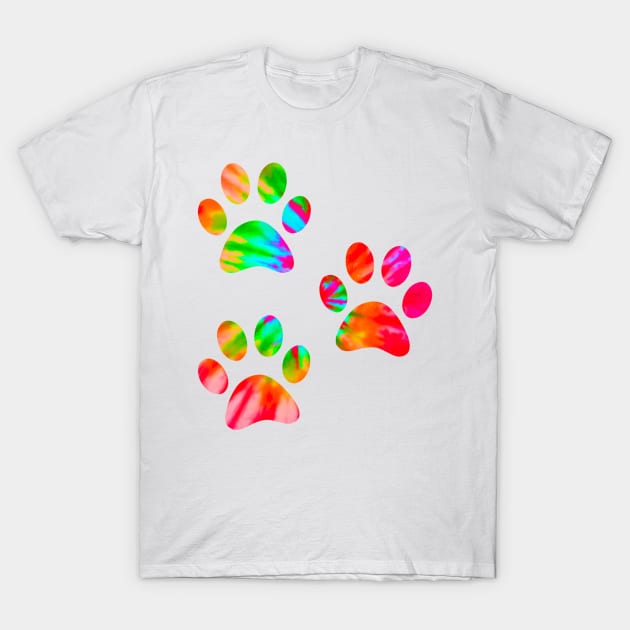 Tie Dye Paws Print T-Shirt by lolosenese